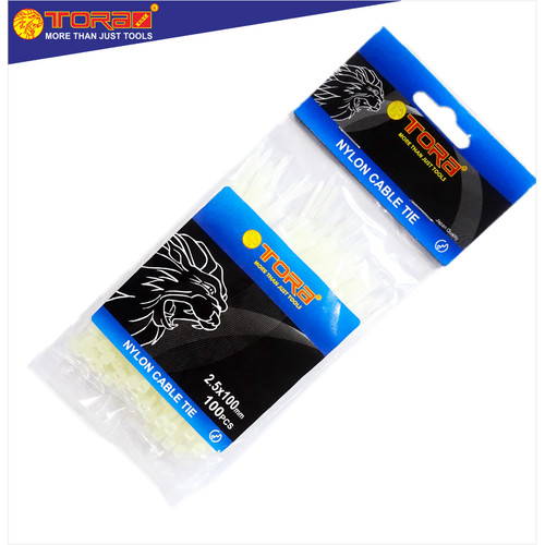 [EZM.1001694] TORA Kabel Tis Nylon 2.5 x 100 mm - Tali Ikat Warna Putih 100 Pcs