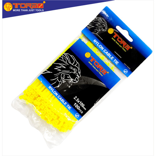 [EZM.1001696] TORA Kabel Tis Nylon 2.5 x 100 mm - Tali Ikat Warna Kuning 100 Pcs