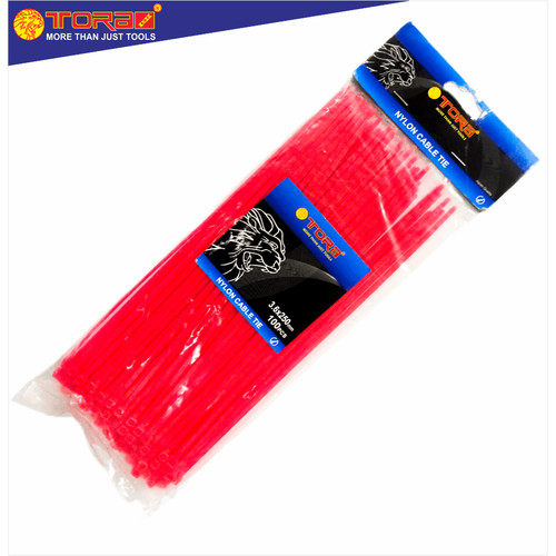[EZM.1001697] TORA Kabel Tis Nylon 3.6 x 250 mm - Tali Ikat Warna Merah 100 Pcs