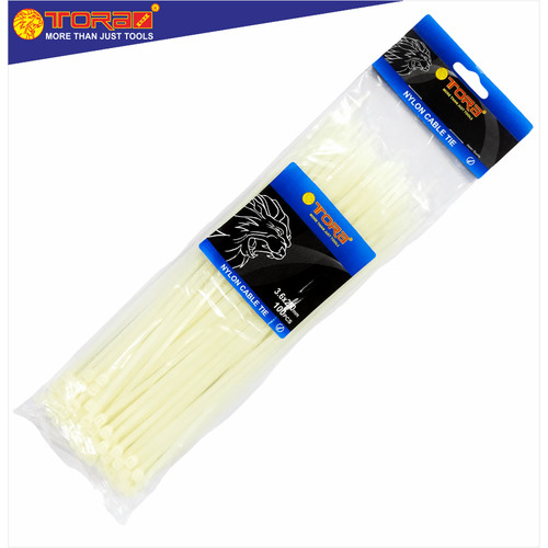[EZM.1001698] TORA Kabel Tis Nylon 3.6 x 250 mm - Tali Ikat Warna Putih 100 Pcs