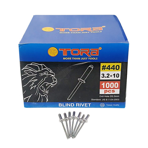 [EZM.1001843] TORA Paku Rivet Warna Silver Box 440 3.2 x 10 mm