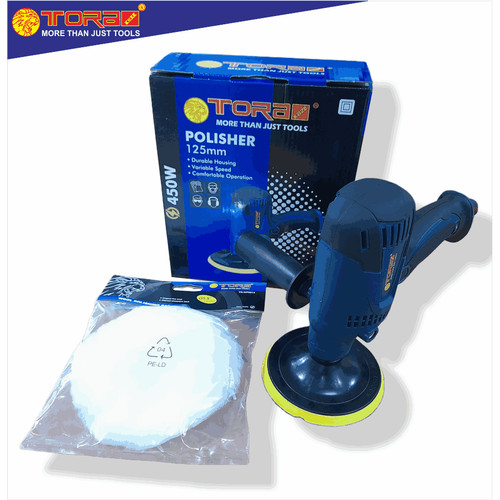 [EZM.1001996] TORA Polisher Mesin Poles 5 Inch + Wool Polishing Pad Bulu Poles 5.5 "