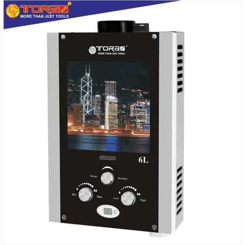 [EZM.1002055] TORA Gas Water Heater - Pemanas Air Digital Glass 6 Liter LPG GWH6E
