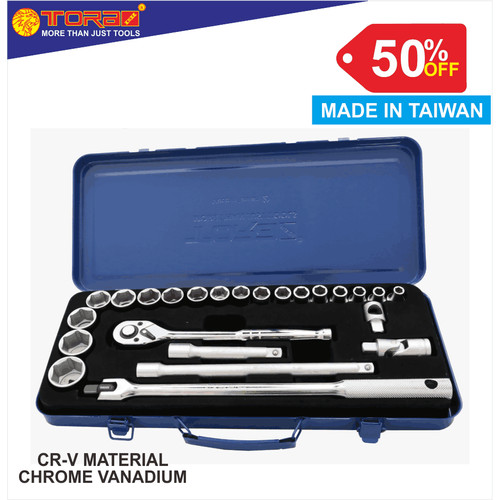 [EZM.1002085] TORA Kunci Soket Set - Socket Set 24 Pcs 1/2 DR 6PT & 12PT - TAIWAN