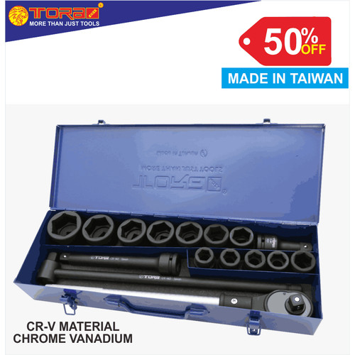 [EZM.1002086] TORA Kunci Soket Set Hitam - Socket Set 17 Pcs 3/4 DR - TAIWAN
