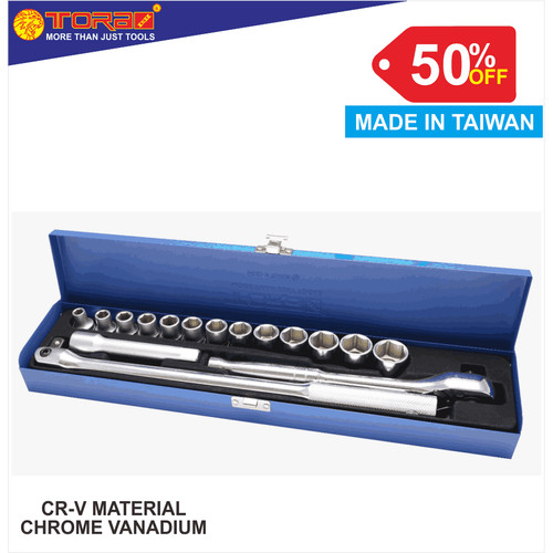 [EZM.1002087] TORA Kunci Soket Set - Socket Set 6PT & 12PT 1/2 DR 17 Pcs - TAIWAN