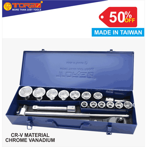 [EZM.1002088] TORA Kunci Soket Set - Socket Set 6PT & 12PT 3/8DR 18 Pcs - TAIWAN