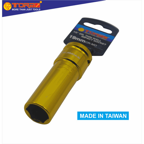 [EZM.1002095] TORA Kunci Shock Socket Sok Tipis 1/2 DR 19 mm Kuning - TAIWAN