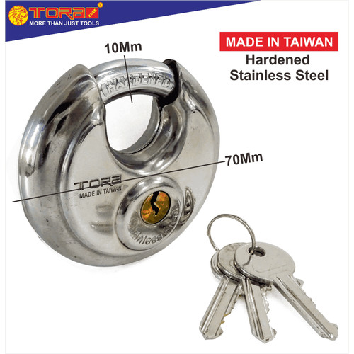 [EZM.1002214] TORA Gembok Bulat 70 mm - Gembok Stainless Tebal - TAIWAN