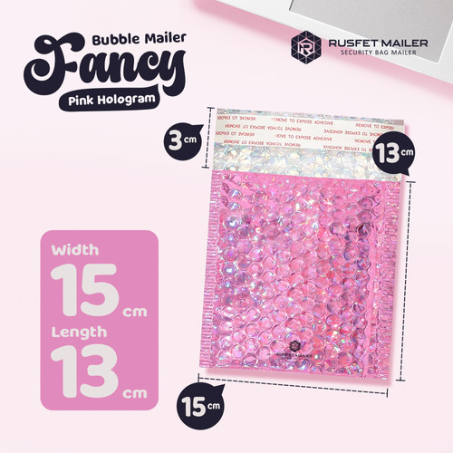 [EZO.9200149] Amplop Bubble Wrap Envelope Bag PINK HOLOGRAM Security Mailer RUSFET