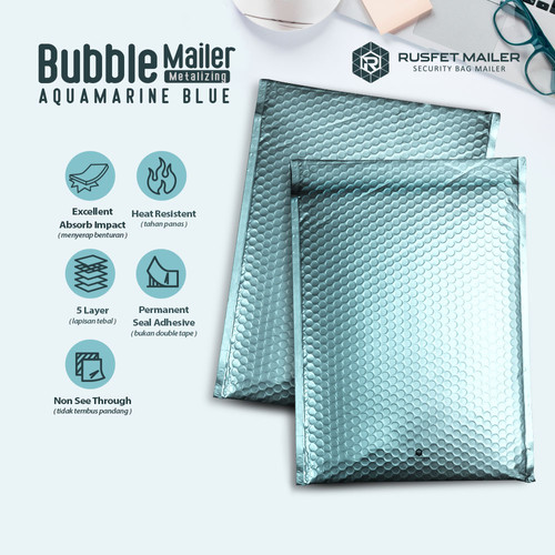 [EZO.9200156] Amplop Bubble Wrap Envelope Bag AQUAMARINE BLUE Security Mailer RUSFET