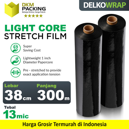 [EZO.9200158] Plastik Wrapping Premium LIGHTCORE Stretch Film Hitam 38cm x 300m