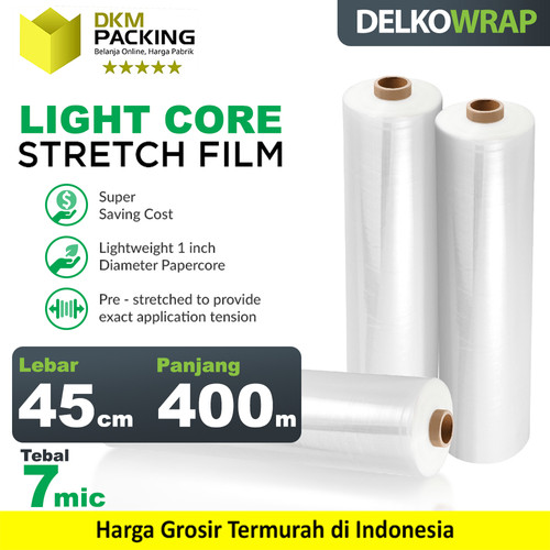 [EZO.9200159] Plastik Wrapping Premium LIGHTCORE Stretch Film Bening 45cm x 400m