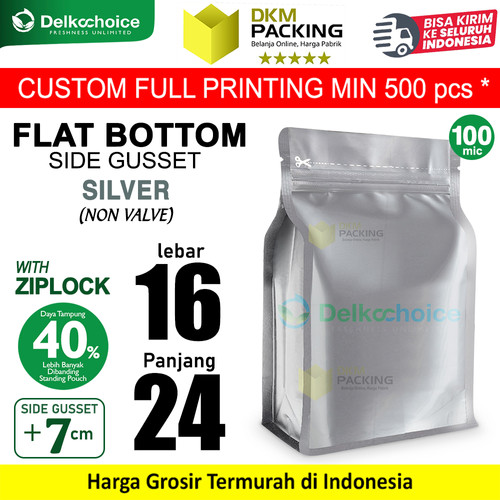 [EZO.9200162] Flat Bottom Silver Plastik Klip Standing Pouch Ziplock Kemasan Makanan