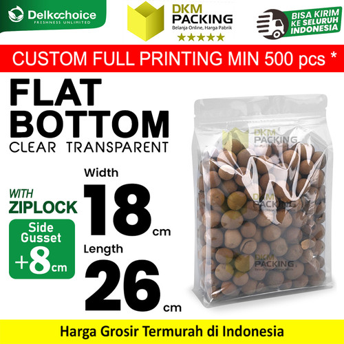 [EZO.9200181] Flat Bottom Clear Bening Transparan Plastik Kemasan Makanan 18x26cm