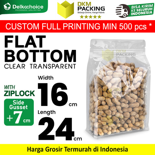 [EZO.9200182] Flat Bottom Clear Bening Transparan Plastik Kemasan Makanan 16x24cm
