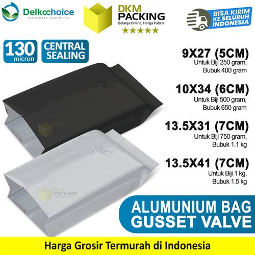 [EZO.9200186] Kantong Kemasan Bubuk Delkochoice Alumunium Bag Gusset Valve