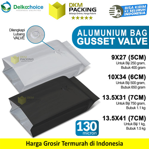 [EZO.9200187] Kantong Kemasan Bubuk Alumunium Bag Gusset Valve Delkochoice