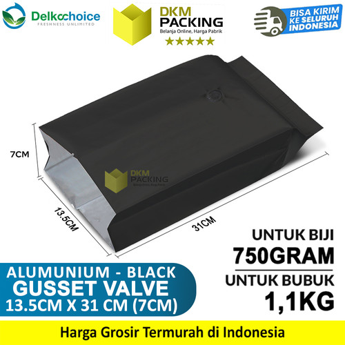 [EZO.9200191] Kantong Alumunium Bag Gusset Valve Kemasan Bubuk 13.5X31cm Delkochoice