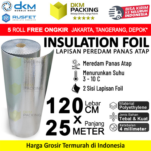 [EZO.9200194] Bubble Wrap Insulation Alumunium Foil Peredam Panas Atap Rumah 120x25