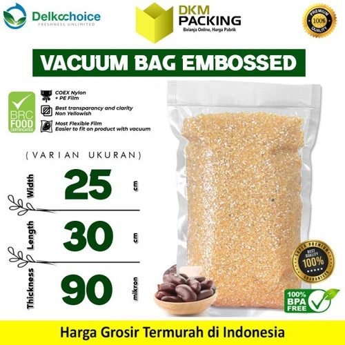 [EZO.9200201] Vacuum Bag Makanan EMBOSSED 25x30cm Vakum Plastik BINTIK DELKOCHOICE