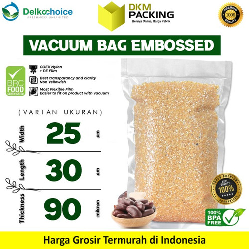 [EZO.9200203] Vacuum Bag Makanan EMBOSSED 25x30 cm Plastik Vakum BINTIK DELKOCHOICE