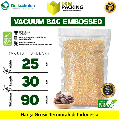 [EZO.9200204] Vacuum Bag Makanan EMBOSSED 25x30cm Plastik Vakum BINTIK DELKOCHOICE