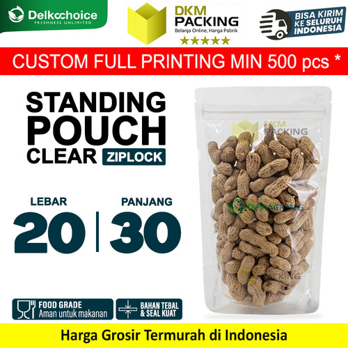 [EZO.9200205] Standing Pouch Clear Ziplock Plastik Klip Bening 20x30cm DELKOCHOICE