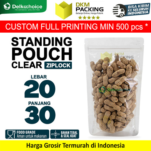 [EZO.9200206] Plastik Klip Standing Pouch Clear Ziplock Bening 20x30cm DELKOCHOICE