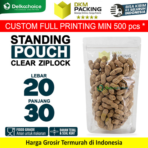 [EZO.9200207] Plastik Klip Standing Pouch Clear Bening Ziplock 20x30cm DELKOCHOICE