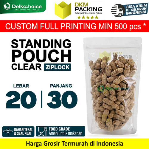 [EZO.9200208] Standing Pouch Clear Plastik Klip Bening Ziplock 20x30cm DELKOCHOICE