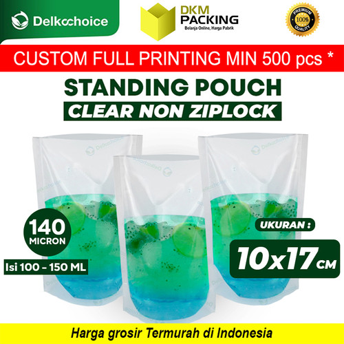 [EZO.9200212] Kemasan Standing Pouch Nylon Clear NON Ziplock Plastik Cairan 10x17 cm