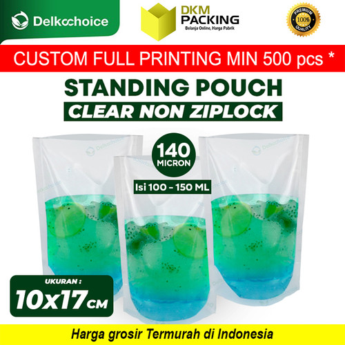 [EZO.9200213] Standing Pouch Nylon Clear Bening NON Ziplock Kemasan Cairan 10x17 cm