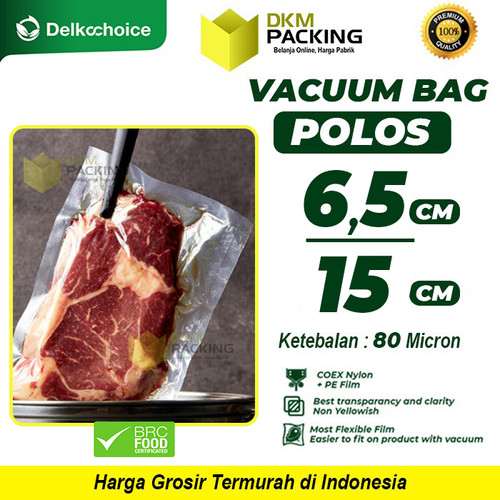 [EZO.9200215] Vacuum Bag Makanan 6.5x15cm POLOS Plastik Vakum SMOOTH DELKOCHOICE
