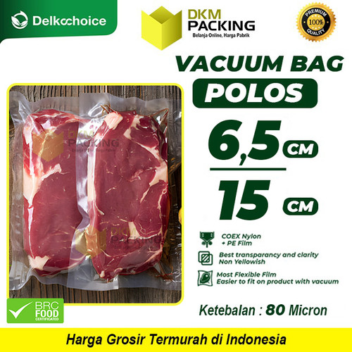 [EZO.9200216] Vacuum Bag Makanan 6.5x15cm POLOS Vakum Plastik SMOOTH DELKOCHOICE