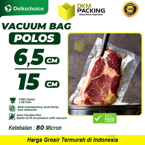 [EZO.9200217] Vacuum Bag Makanan POLOS 6.5x15cm Plastik Vakum SMOOTH DELKOCHOICE