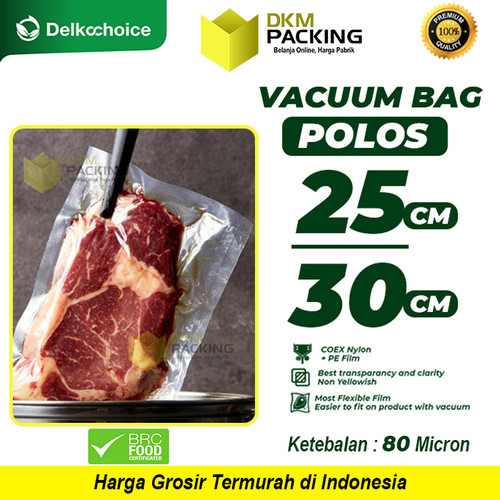 [EZO.9200220] Vacuum Bag Makanan POLOS 25x30cm Plastik Vakum SMOOTH DELKOCHOICE