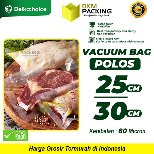 [EZO.9200223] Vacuum Bag Makanan 25x30cm POLOS Plastik Vakum SMOOTH DELKOCHOICE