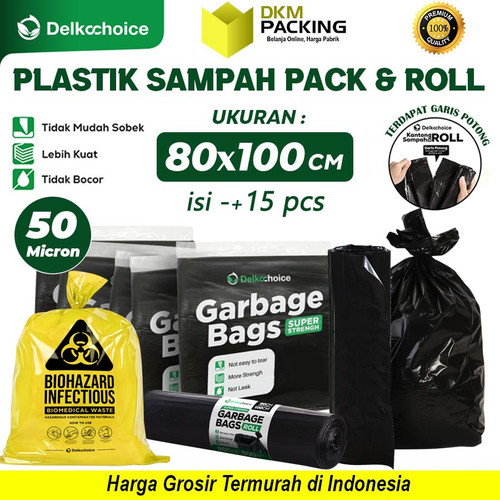 [EZO.9200235] Kantong Plastik Sampah Jumbo Tebal Premium Trashbag Delkochoice 80x100