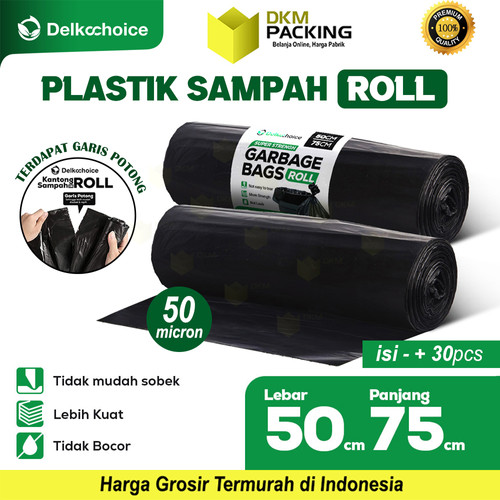 [EZO.9200240] Kantong Plastik Sampah Roll Jumbo Tebal TrashBag Delkochoice 50x75cm
