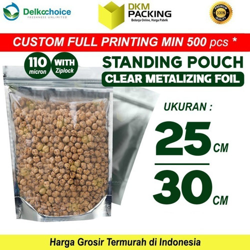 [EZO.9200241] Standing Pouch 25x30cm Clear Metalize Plastik Klip Ziplock Alumunium