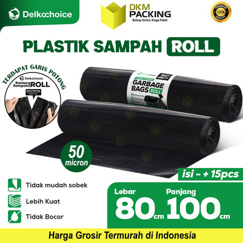 [EZO.9200247] Kantong Plastik Sampah Roll Jumbo Tebal TrashBag Delkochoice 80x100cm