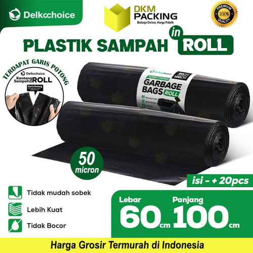 [EZO.9200248] Kantong Plastik Sampah Roll Jumbo Tebal TrashBag Delkochoice 60x100cm