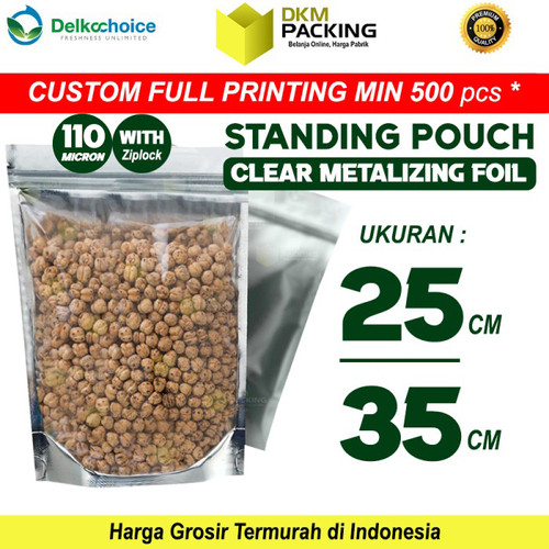[EZO.9200255] Standing Pouch 25x35cm Plastik Klip Ziplock Clear Metalize Alumunium