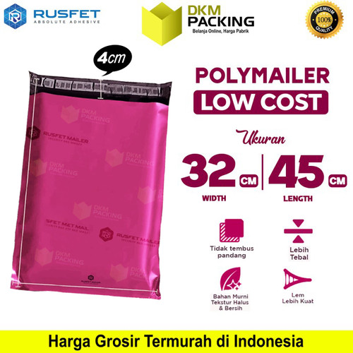 [EZO.9200274] Plastik Polymailer Pack LOW COST Amplop Polimailer PINK Rusfet 32x45cm
