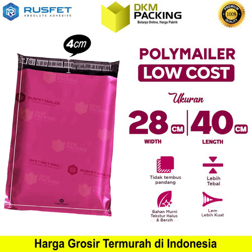 [EZO.9200275] Plastik Polymailer Pack LOW COST Amplop Polimailer PINK Rusfet 28x40cm