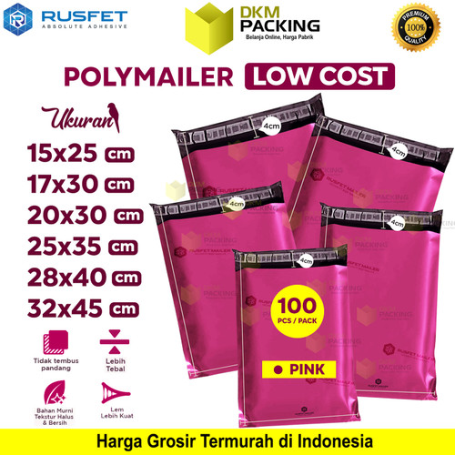 [EZO.9200280] Plastik Polymailer PINK Pack LOW COST Rusfet Amplop Packing Polimailer