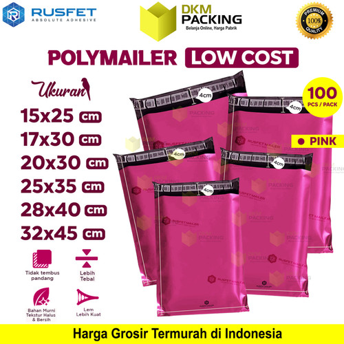 [EZO.9200281] Plastik Polymailer PINK Pack LOW COST Amplop Packing Polimailer Rusfet