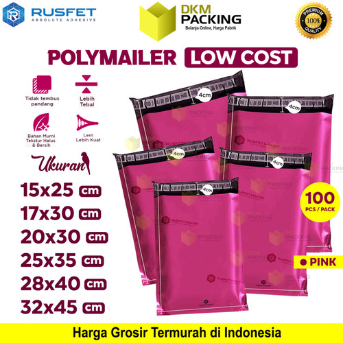 [EZO.9200282] Plastik Polymailer Pack PINK LOW COST Amplop Packing Polimailer Rusfet