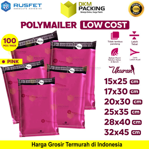 [EZO.9200283] Plastik Polymailer Pack LOW COST PINK Amplop Packing Polimailer Rusfet